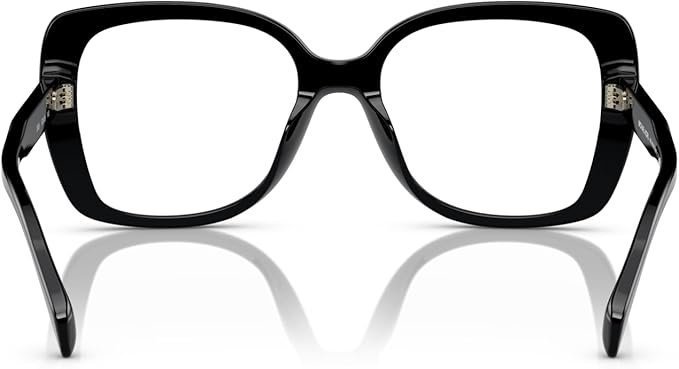 Michael Kors Women's MK4104U Perth Universal Fit Square Prescription Eyewear Frames, Black/Demo Lens, 53 mm