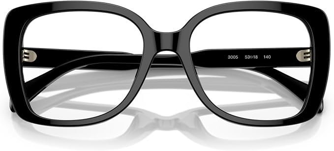 Michael Kors Women's MK4104U Perth Universal Fit Square Prescription Eyewear Frames, Black/Demo Lens, 53 mm