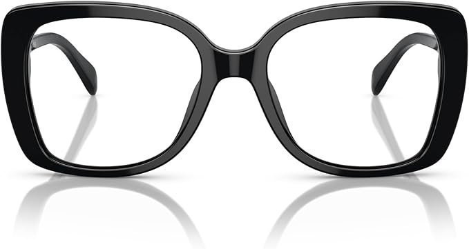 Michael Kors Women's MK4104U Perth Universal Fit Square Prescription Eyewear Frames, Black/Demo Lens, 53 mm