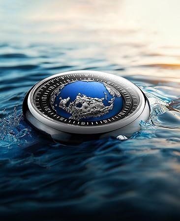 CIGA Design Mechanical Automatic Watch Blue Planet II·Atlantic, Round Stainless Steel Case, Earth-Like dial Design, Luminous Version, Premium Fluororubber Strap Watches Gifts for Men and Women Visit the CIGA D