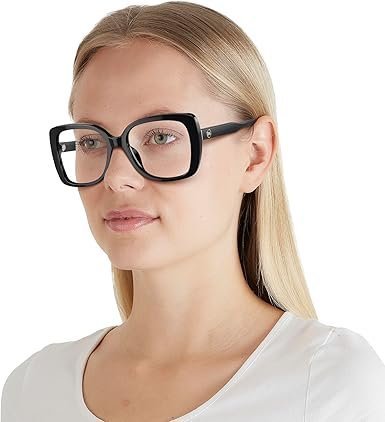 Michael Kors Women's MK4104U Perth Universal Fit Square Prescription Eyewear Frames, Black/Demo Lens, 53 mm