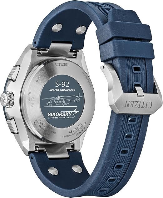 Citizen Men's Eco-Drive Promaster Sikorsky Watch, Blue Dial, Blue Rubber Strap, Atomic Timekeeping (Model: JY8156-00L)