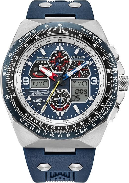 Citizen Men's Eco-Drive Promaster Sikorsky Watch, Blue Dial, Blue Rubber Strap, Atomic Timekeeping