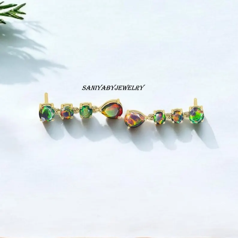 Natural Ethiopian black Opal Earrings