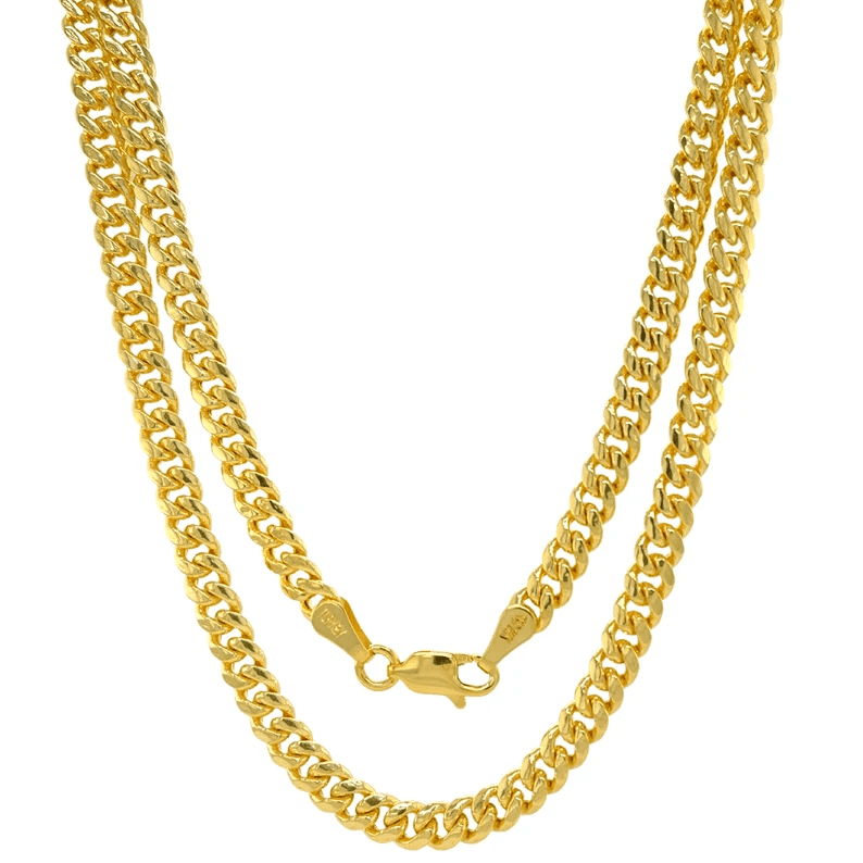 Miami Cuban Chain 14K Real Gold Diamond Cut Necklace