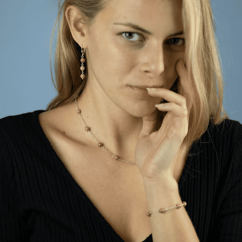 Rhodonite Necklace | Choker Necklace | Sterling Silver Necklace |